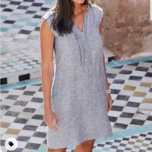 Garnet Hill Cap Sleeve Linen Dress 4 Gray